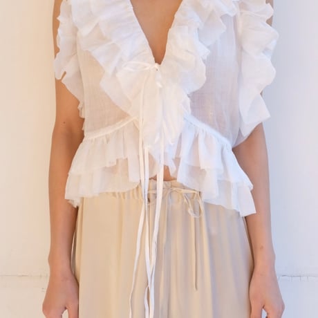 ramie sheer frill vest