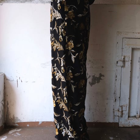 flower embroidery pants