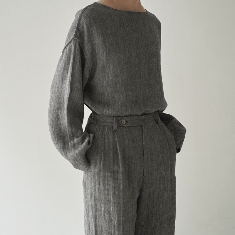 silk nep linen top | ERiKOKATORi