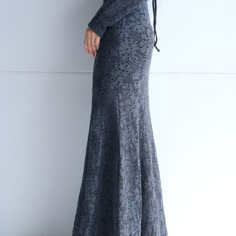 flower wool backless dress