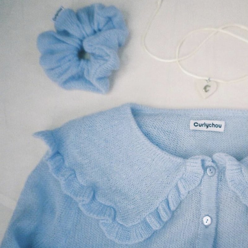 Sheer Knit Chou Chou（Blue） | Curlychou