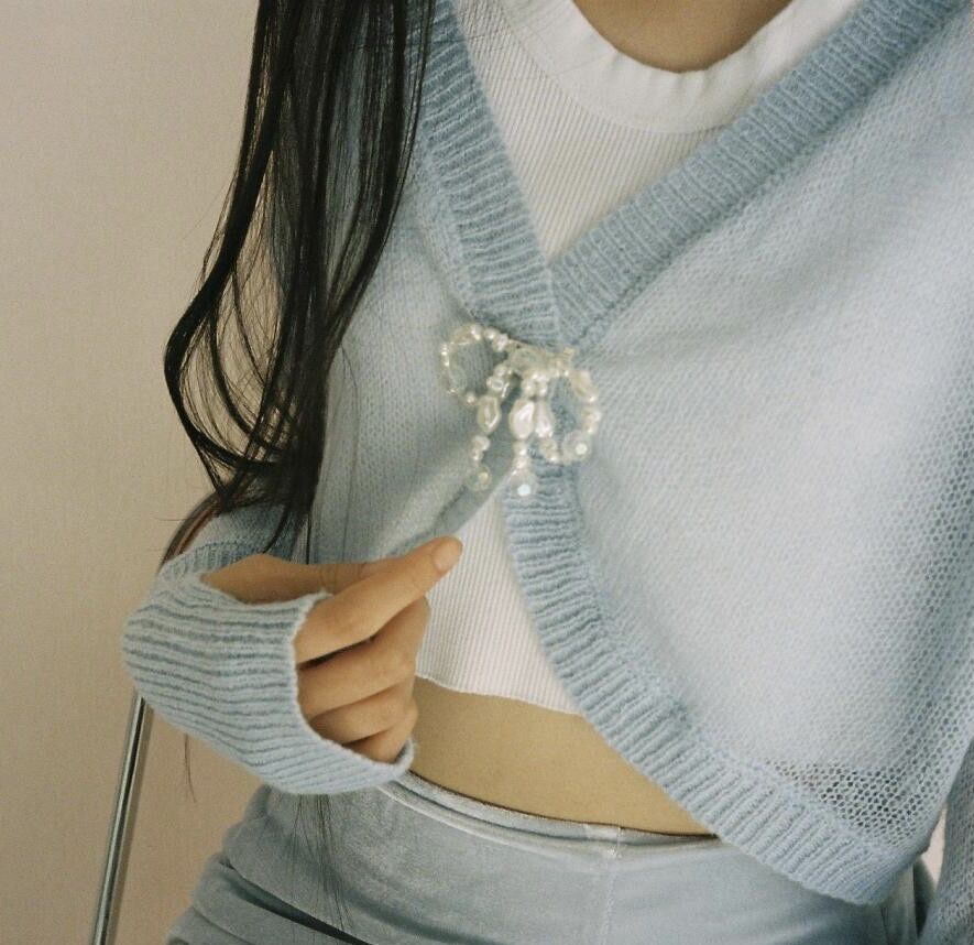 トップス Andmary Sheer ribbon cardigan Andmary Sheer ribbon cardigan