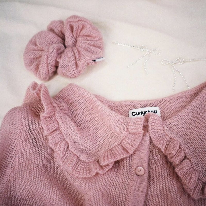 Sheer Knit Chou Chou（Pink） | Curlychou