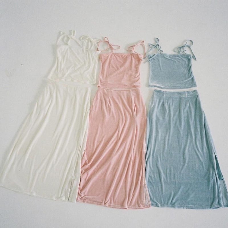 Velour Skirt (Pink/Blue/White) | Curlychou