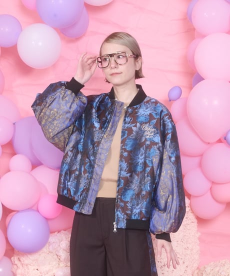 Flower Jaquard Blouson (blue)