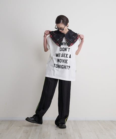 Check×Lace Attached collar
