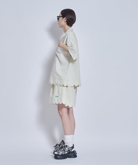 Stripe×Stripe wave hem Shirts