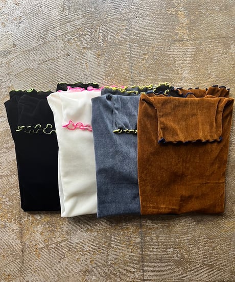 Velour like high neck cut and sew