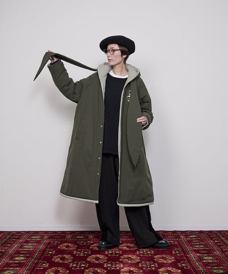 Reversible long puffed blouson