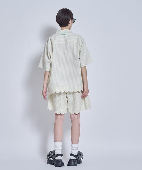 Stripe×Stripe wave hem Shirts