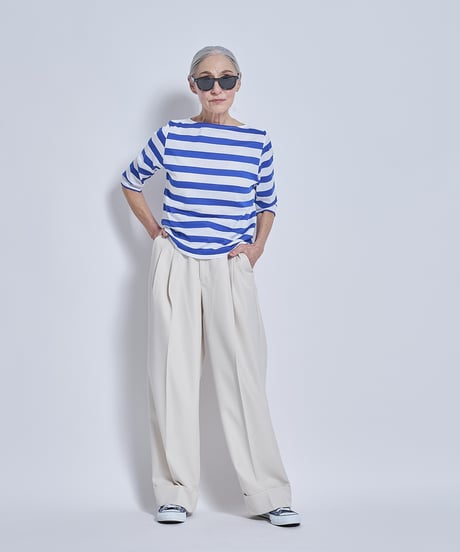 Boat neck border T-shirts