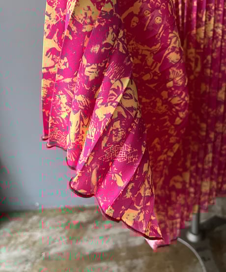 print pleats skirt