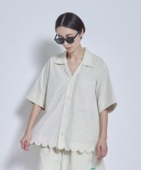 Stripe×Stripe wave hem Shirts