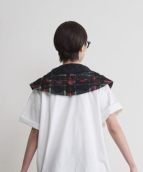 Check×Lace Attached collar