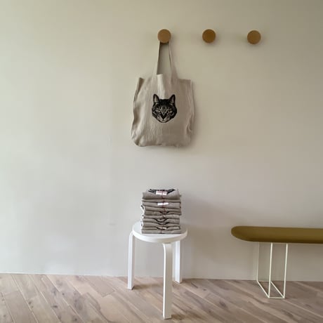 代官山洋食KUCHIBUE オリジナルトート　ネコ　リネン　トワヴァーズ好きにも 代官山洋食KUCHIBUE オリジナルトート ネコ リネン トワヴァーズ