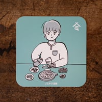 ２コマ漫画コースター／「30年前、30年後も酔いじかん」(man／beer)