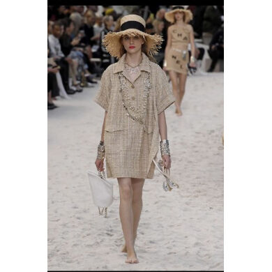 美品　CHANEL シャネル　カメリア　単色　ツイード　ワンピース　ドレス シャネル ワンピース ドレス CHANEL アイボリー ホワイト