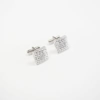 カフスボタン　浮布〔clear cloth 〕/  亀甲絣　白