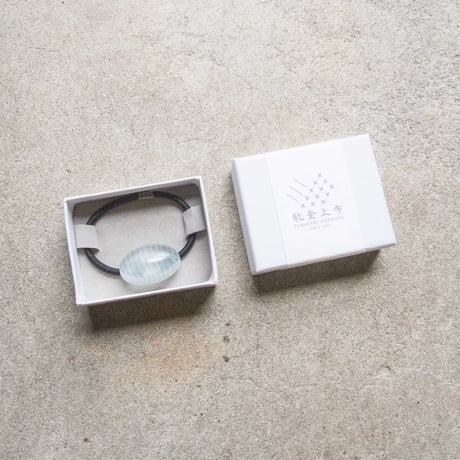 ヘアゴム　浮布〔clear cloth〕 小 / 四角　縞　水色