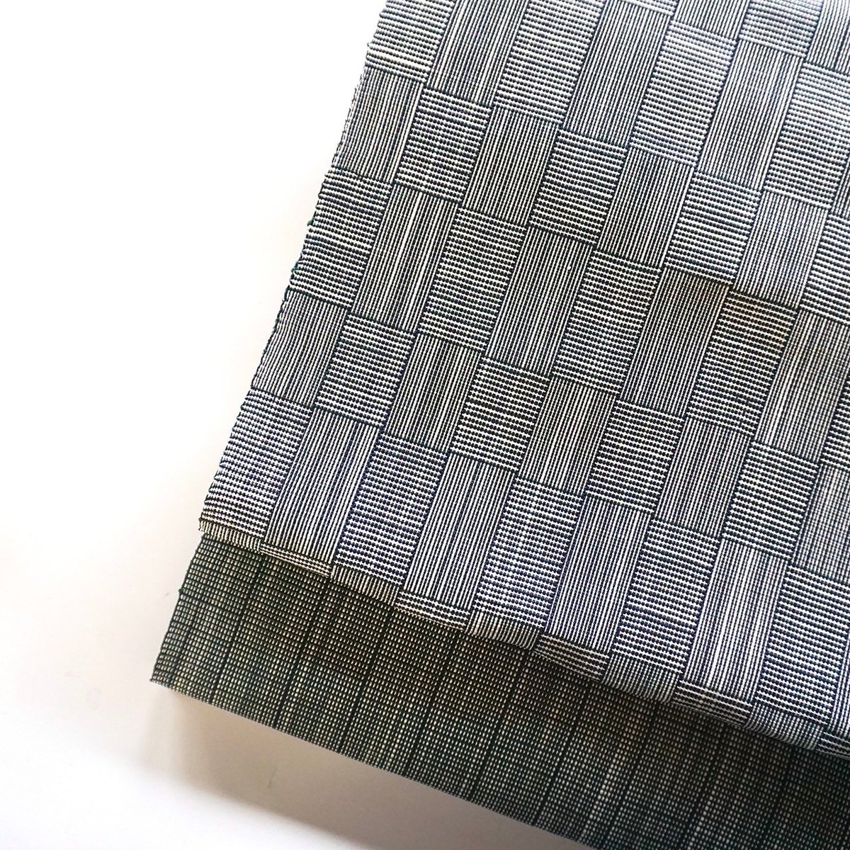 織元在庫品 ］能登上布 八寸名古屋帯 / 網代格子 濃緑 | 能登上