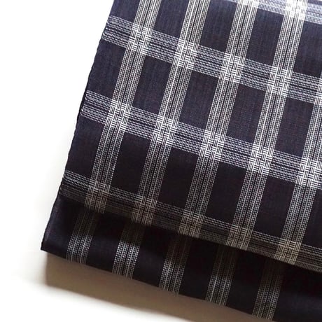 ［ まつり対象商品 ］能登上布   八寸名古屋帯  /  細網代格子　濃紺