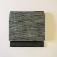 ［ 織元在庫品 ］能登上布   八寸名古屋帯  /  霞　濃緑
