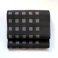 ［ まつり対象商品 ］能登上布   八寸名古屋帯  / 飛び市松　絣　黒