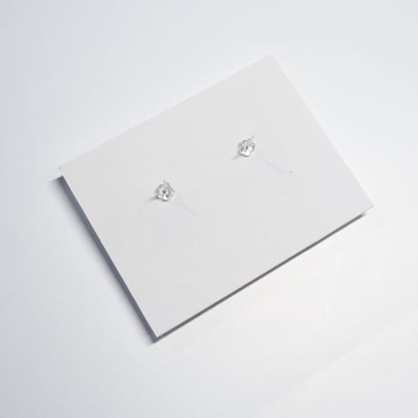 ピアス　浮布〔clear cloth 〕/  四角 縞　薄灰