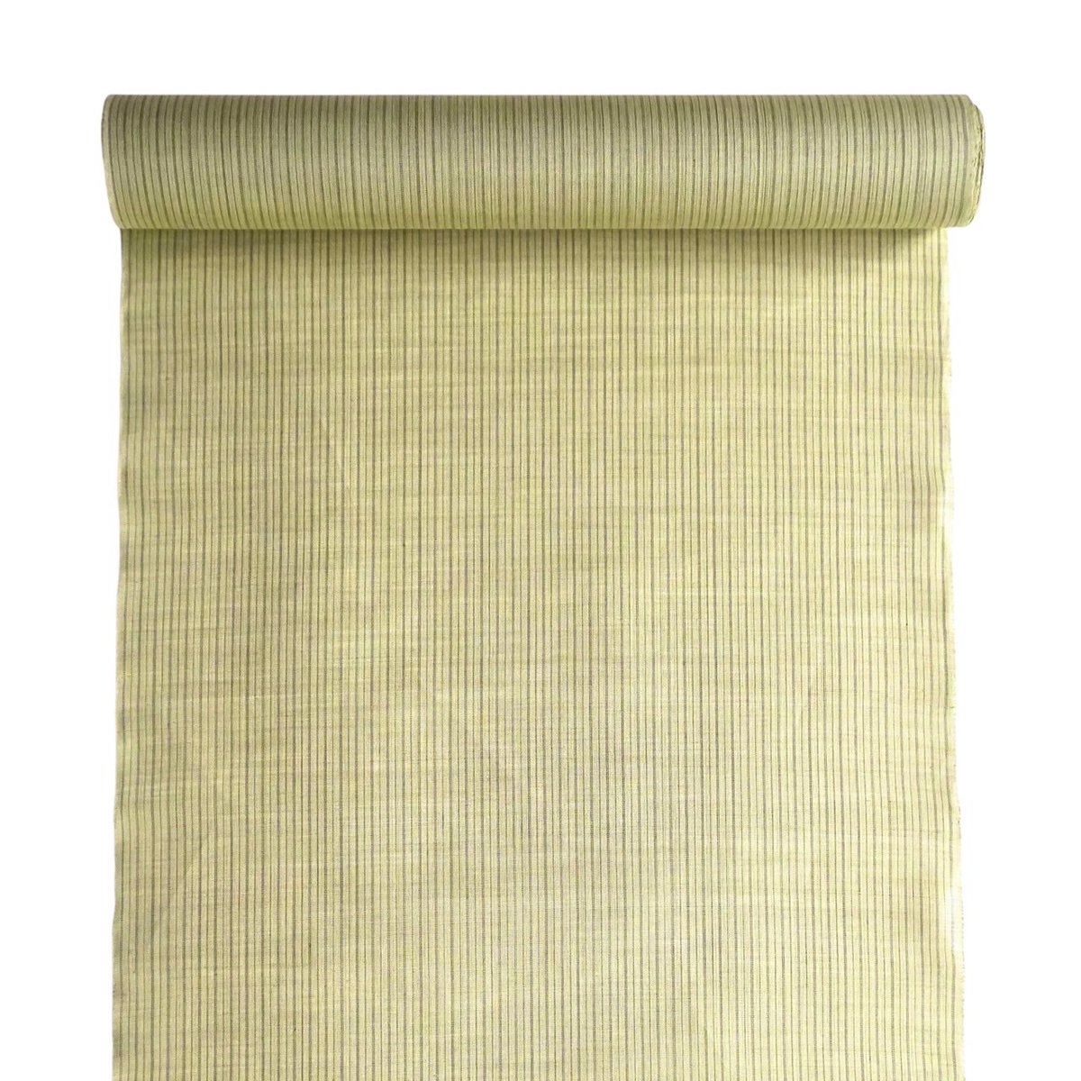 織元在庫品 ］能登上布 着物反物 / 古代縞 渋若草 | 能登上布