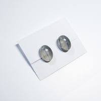 イヤリング　浮布〔clear cloth 〕/  楕円 縞　灰緑