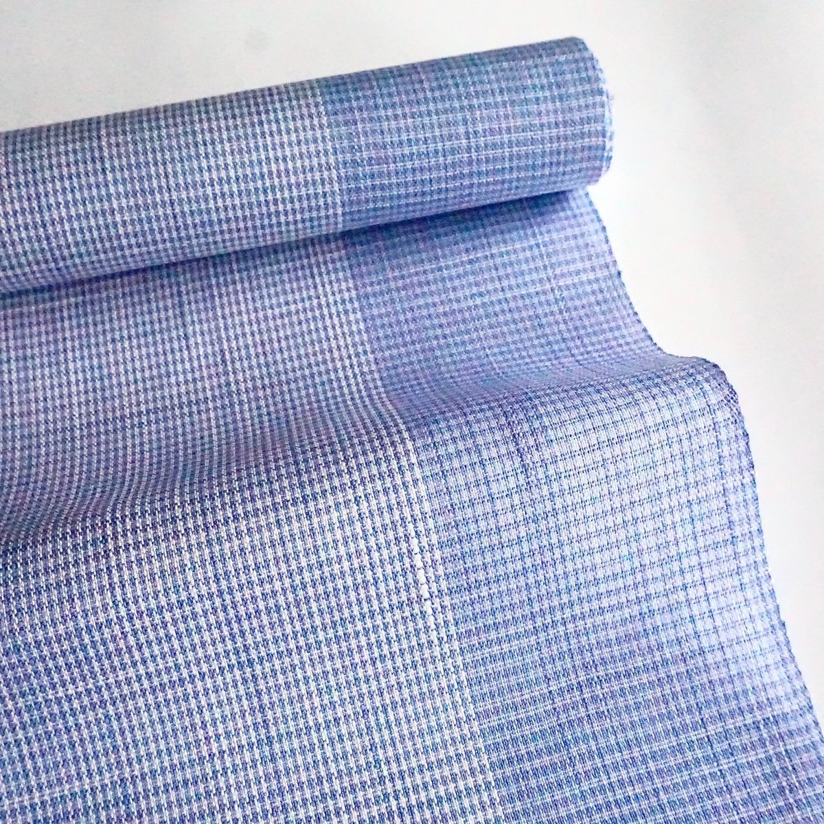 まつり対象商品 ］能登上布 八寸名古屋帯 / 千鳥格子 水色 | 能登上布