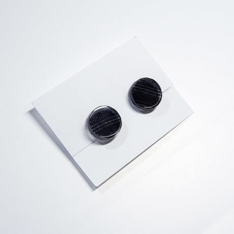 イヤリング　浮布〔clear cloth 〕/  丸 縞　黒