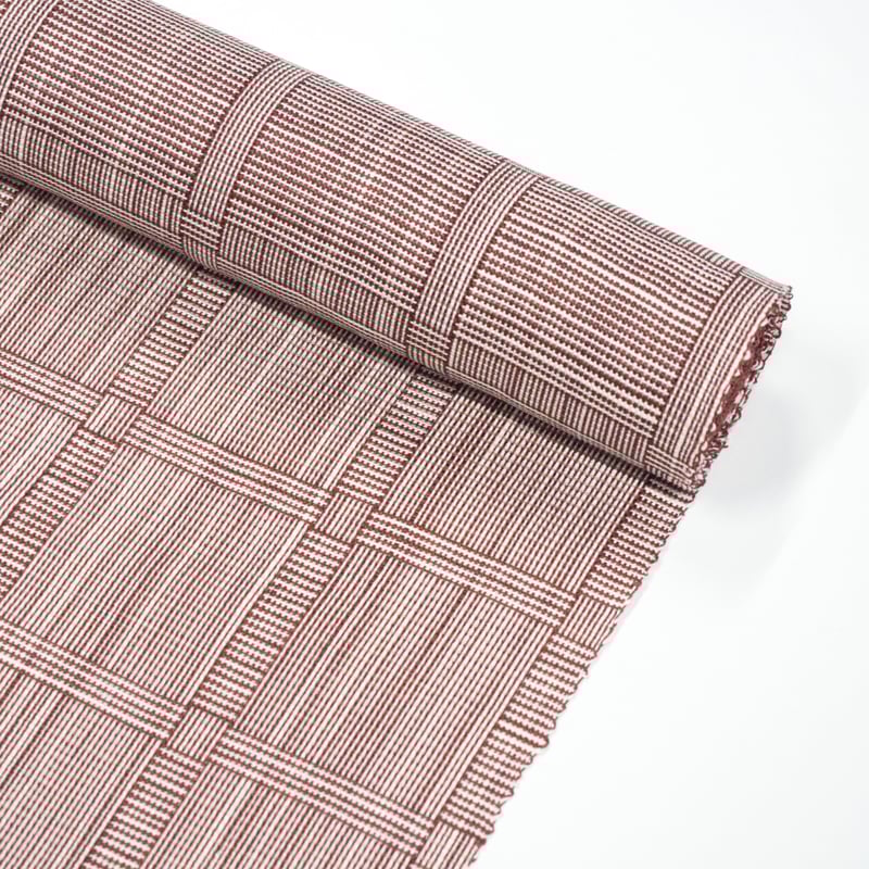 八寸名古屋帯　米沢織　 格子　チェック柄　ベージュ　ローズピンク 八寸名古屋帯 米沢織 格子 チェック柄 米沢織 ベージュ ローズ