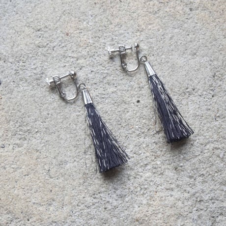 イヤリング/ピアス　絣房 黒