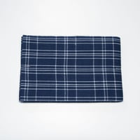 能登上布  半幅帯 / 格子　青