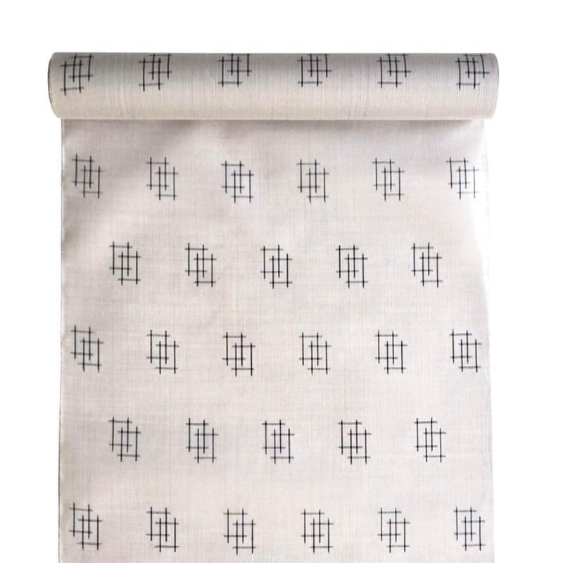 まつり対象商品 ］能登上布 着物反物 / 二重井桁絣 薄灰 | 能登上布