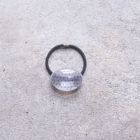 ヘアゴム　浮布〔clear cloth〕 大 / 楕円　蚊絣　白