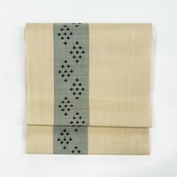 ［ 廃盤予定 ］　能登上布   八寸名古屋帯  / 菱型絣　生成
