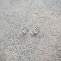 イヤリング　浮布〔clear cloth 〕/  丸四角 三筋縞　黄緑