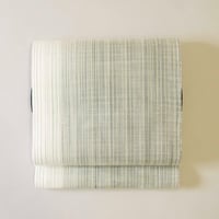 ［ 織元在庫品 ］能登上布   八寸名古屋帯  / 乱れ縞　生成