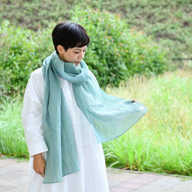 ストール / 万筋 縞 薄青緑 / XL | 能登上布 公式ONLINE STORE