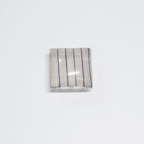 帯留　浮布〔clear cloth 〕/  四角  縞　薄灰