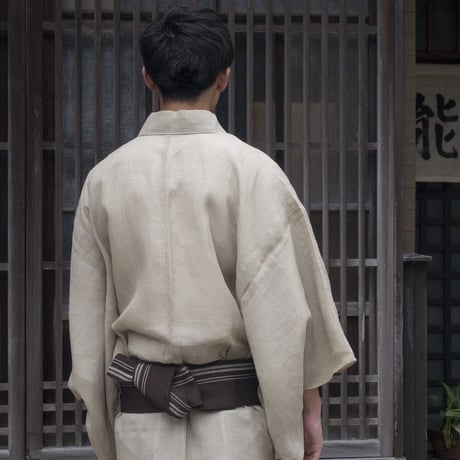 ［ 織元在庫品 ］能登上布  着物反物 / 混光市松　青
