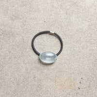 ヘアゴム　浮布〔clear cloth〕 小 / 楕円　縞　白