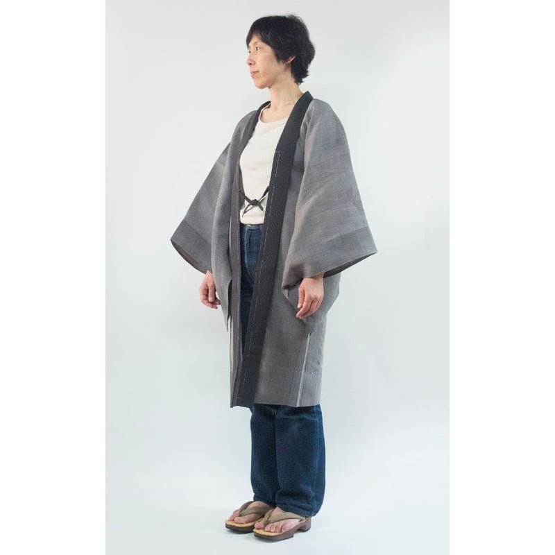 ハオリ（男性羽織）/ 無地襟縞 灰 | 能登上布 公式ONLINE STORE