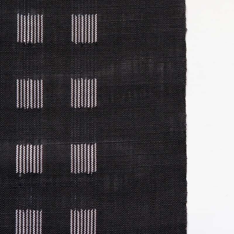 まつり対象商品 ］能登上布 八寸名古屋帯 / 飛び市松 絣 黒 | 能登上布