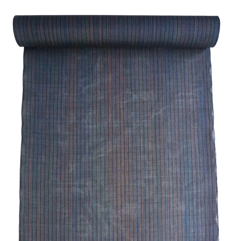 夏着物　能登上布　着物 織元在庫品 】能登上布 着物反物 / 三筋縞 濃紺 | 能登上布 公式