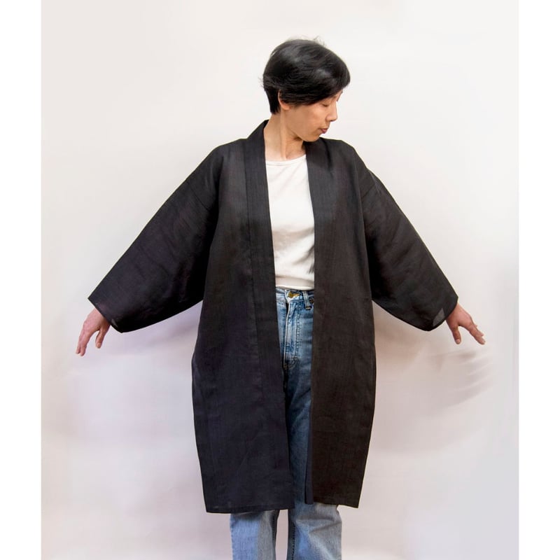 羽織コート / 縞 黒 | 能登上布 公式ONLINE STORE