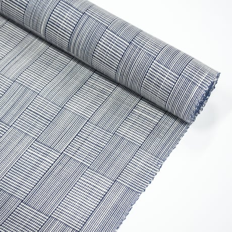 ［ まつり対象商品 ］能登上布   八寸名古屋帯  /  網代格子　濃紺