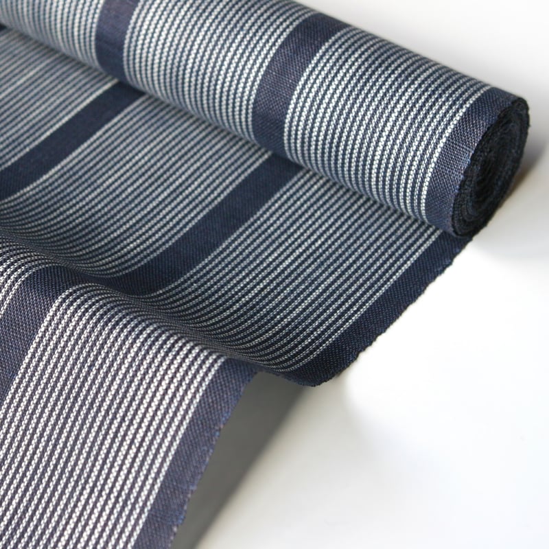 まつり対象商品 ］能登上布 八寸名古屋帯 / 万筋太縞 紺 | 能登上布